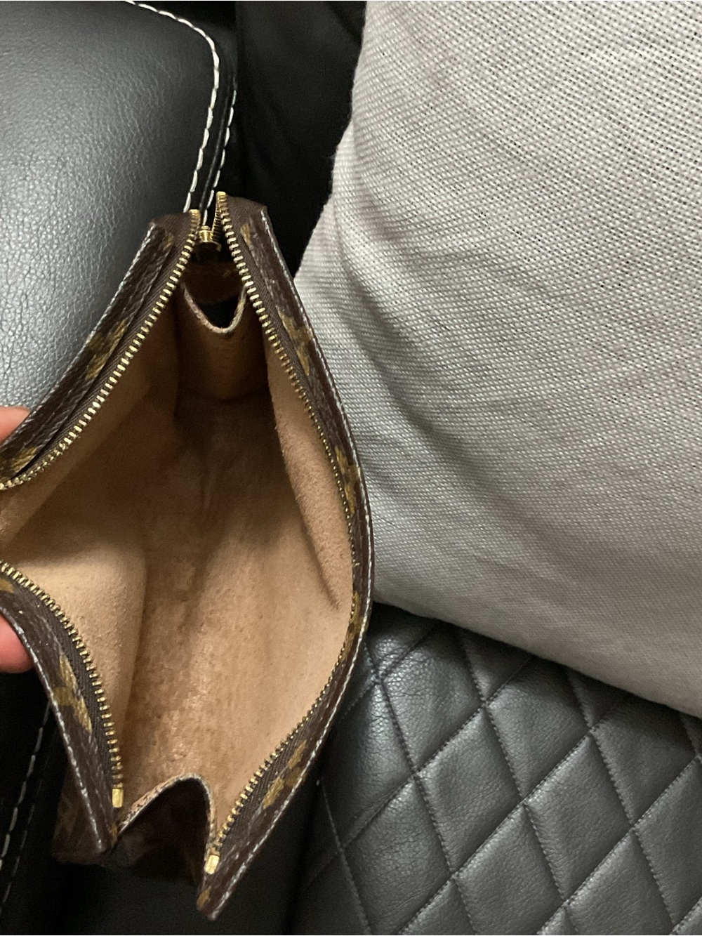 Louis Vuitton Brown Monogram Cosmetic Pouch with Tan Accents - Picture 5 of 9